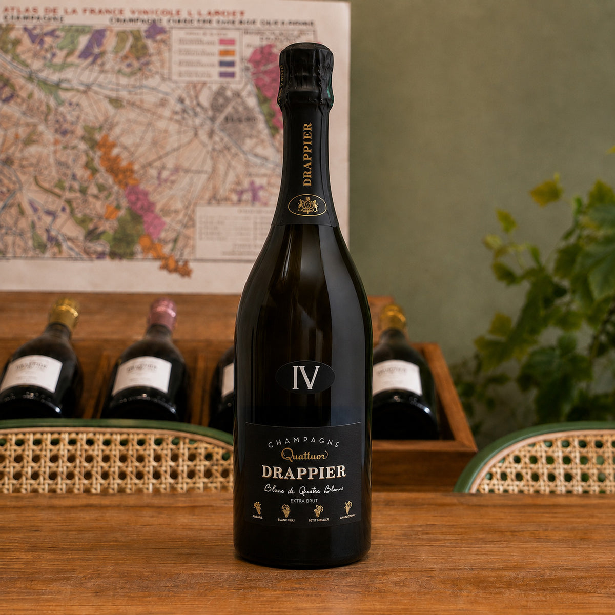 Bouteille de champagne Drappier Quattuor, Blanc de Quatre Blancs – Blanc de Blancs