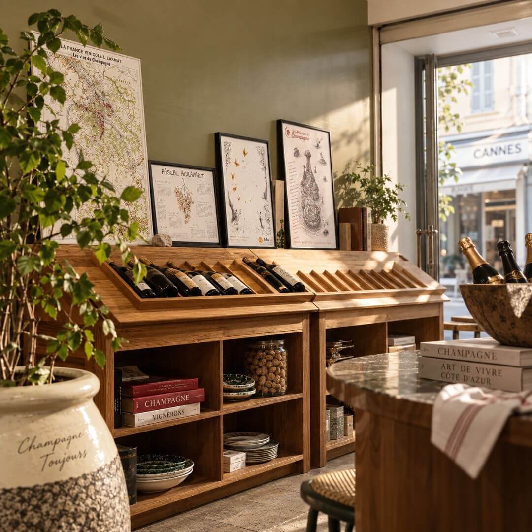 Bullerie à Cannes – boutique et conciergerie de Champagne née d’une passion franco-danoise, au cœur de la Côte d’Azur