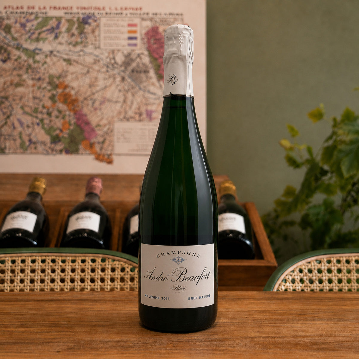 Bouteille de champagne André Beaufort Millésime 2017, Polisy – Assemblage