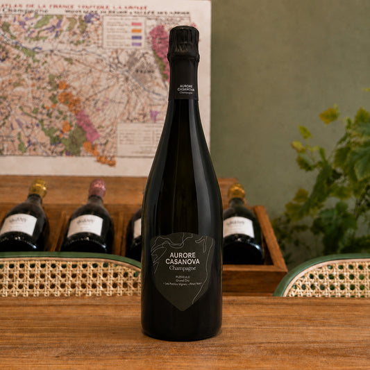 Bouteille de champagne Aurore Casanova Puisieulx, Grand Cru (Pinot Noir) – Blanc de Noirs