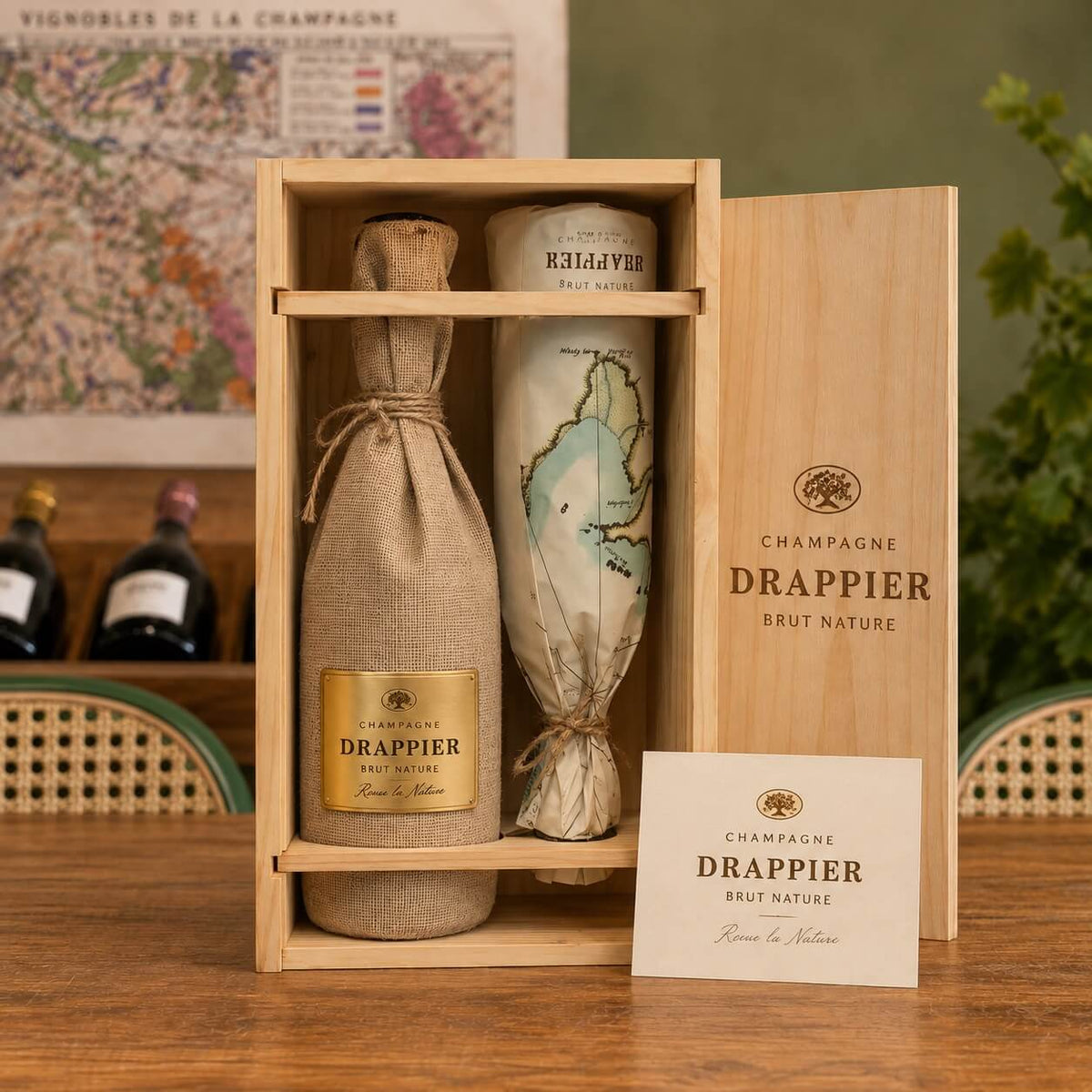 Bouteille de champagne Drappier Brut Nature Immersion – Coffret 2 Bouteilles – Blanc de Noirs