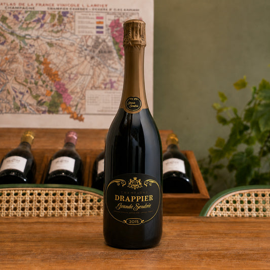 Bouteille de champagne Drappier Grande Sendrée 2015 – Assemblage