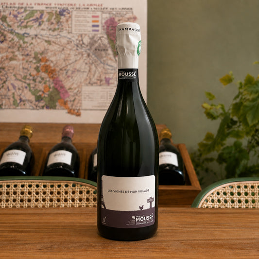 Bouteille de champagne Famille Moussé Les Vignes de mon Village 2014-2024 – Blanc de Noirs