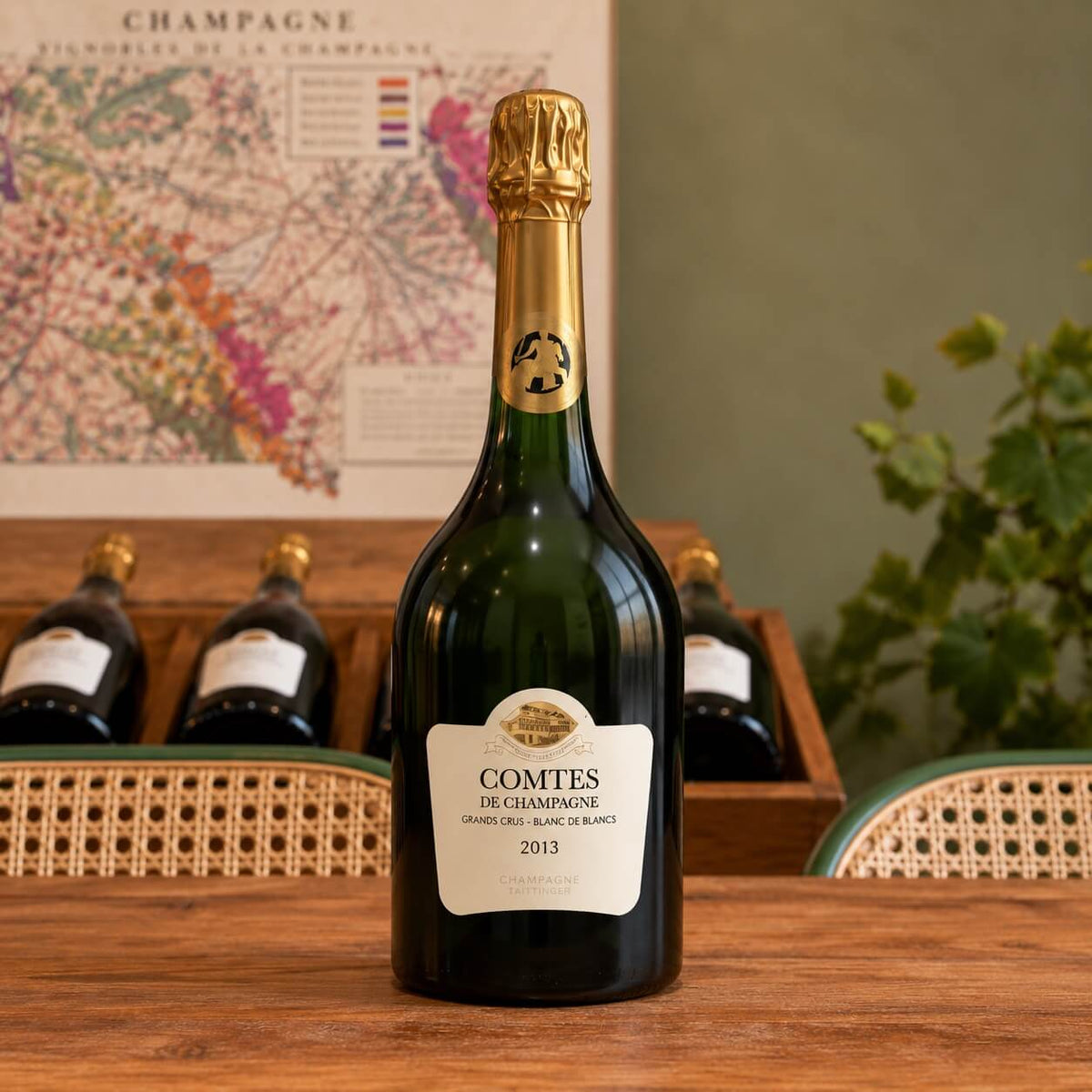 Bouteille de champagne Taittinger Comtes de Champagne, Grand Cru Blanc de Blancs 2013